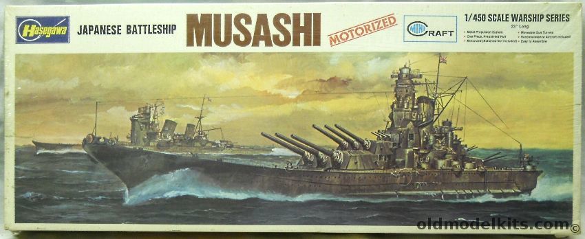 Hasegawa 1/450 IJN Musashi Battleship Motorized, A-4 plastic model kit